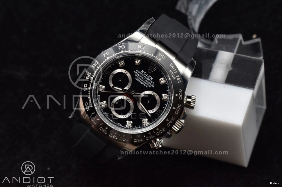on Black Daytona Diamonds Best Edition Rubber 116519 Oysterflex Dial SA4130 BTF 1:1 Strap 1126